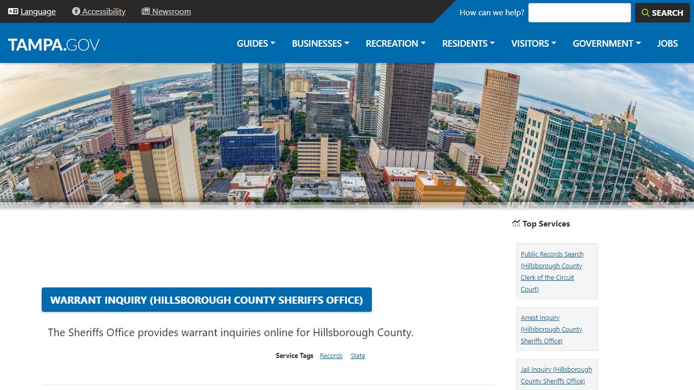 Warrant Inquiry (Hillsborough County Sheriffs Office)